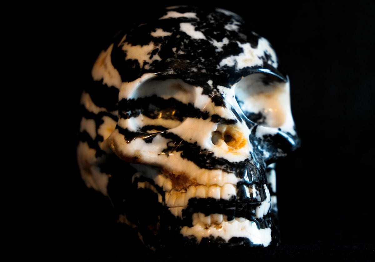 Terre, a Zebra Stone Crystal Skull
