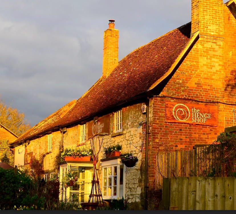 The Henge Shop in Avebury at golden hour